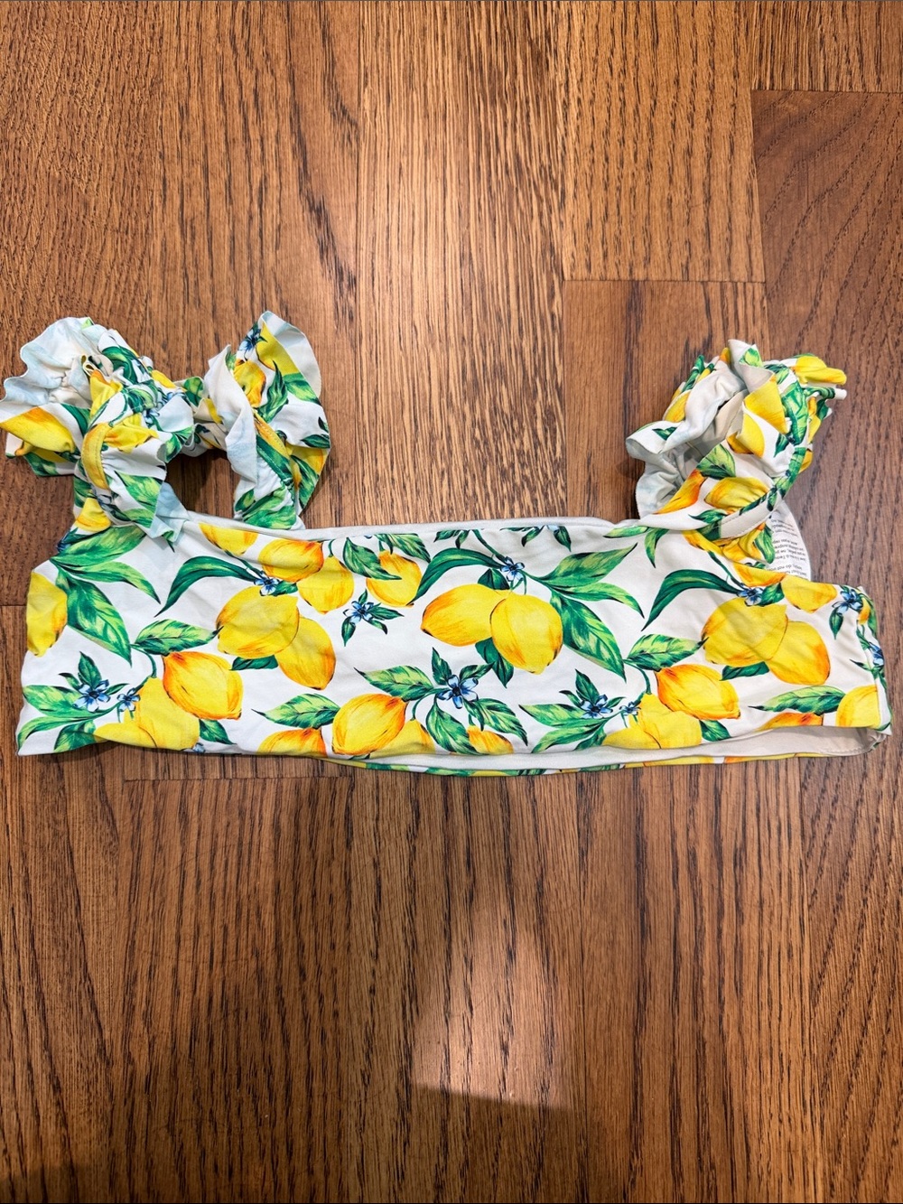 Onia Lemon Print Ruffle Strap Bikini Top - Yellow, Green, White